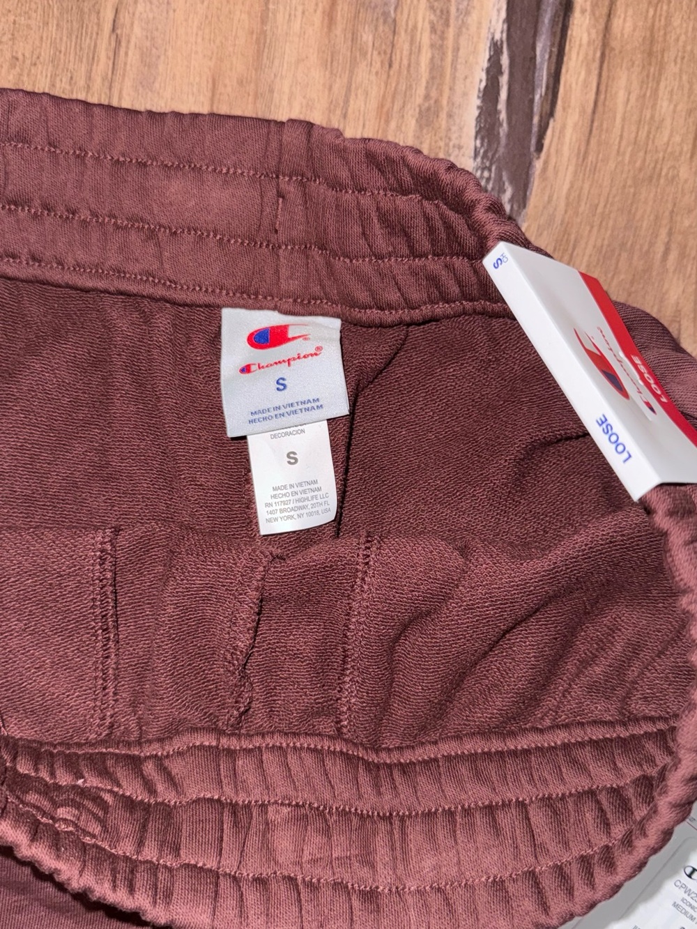 Champion Women's Burgundy Athletic Shorts with Pink Logo - Picture 3 of 4